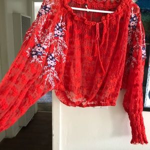 Free people lace top orangish , reddish